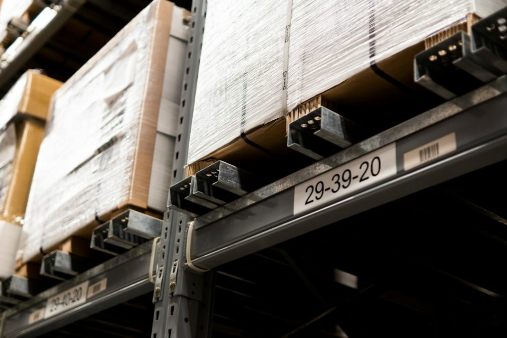 Industrial warehouse packaging and barcode label printing environment